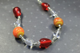 Бусины стекло 39 шт ± 3 шт №03 красный, оранжевый