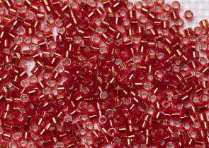 Бисер Япония MIYUKI Delica цилиндр 10/0 5 г DBM-0043 красный серебряная линия внутри